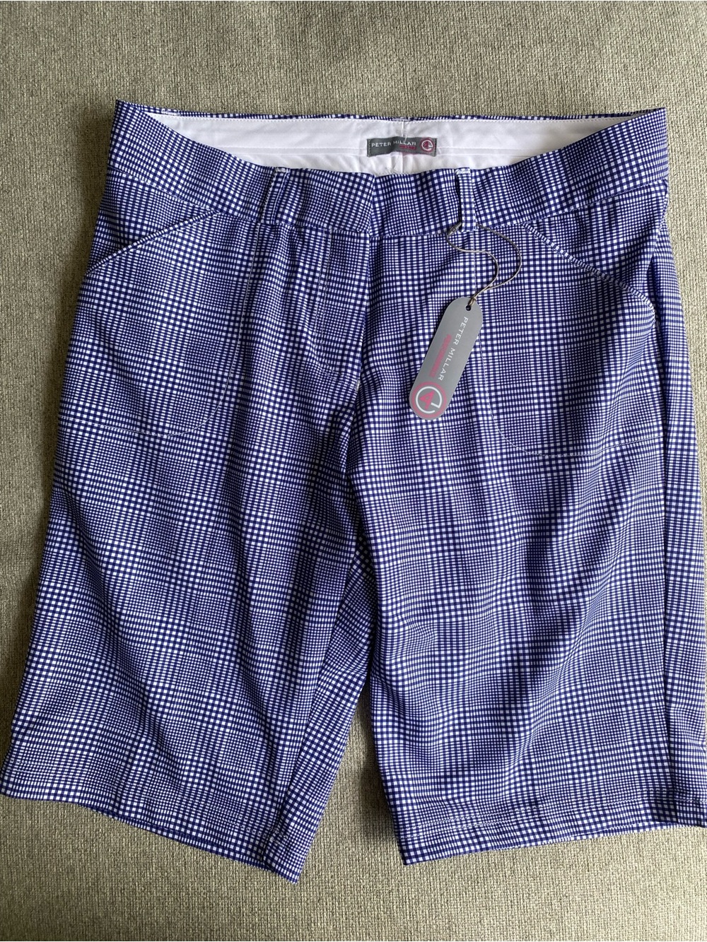 Peter Millar Navy and White Glen Golf Bermuda Shorts